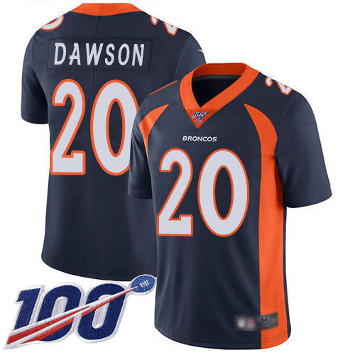 Men Denver Broncos 20 Duke Dawson Navy Blue Alternate Vapor Untouchable Limited Player 100th Season Football NFL Jersey